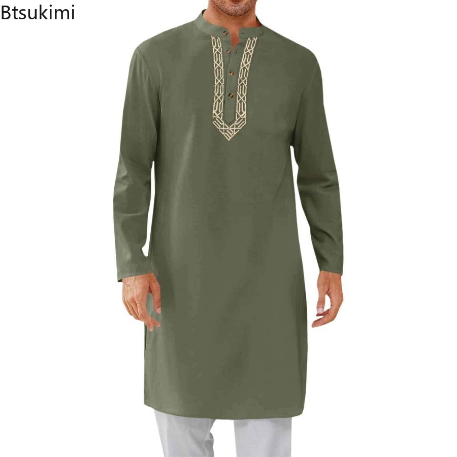Abayas musulmanes pour hommes 2026, kaftan simple uni, tenue de prière islamique modeste, broderie, robe de prière, caftan de Dubaï, jubba marocaine, thobe pour homme