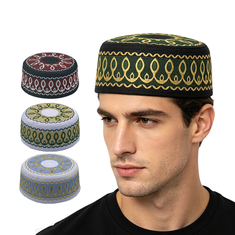 Chapeaux islamiques brodés pour hommes et femmes, casquettes de prière, voiles, vêtements de loisirs pour hommes musulmans et juifs, Arabie Saoudite