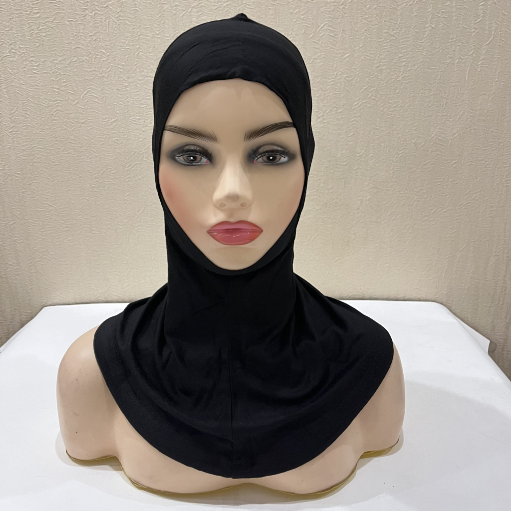 C215 Extra plus long Modal coton Jersey plus grande taille visage mince Ninja sous-écharpe couverture complète chapeaux musulmans bandeau intérieur Turban casquettes