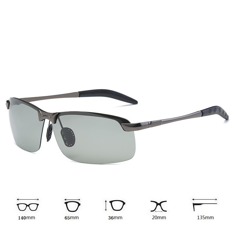 Lunettes de soleil polarisées photochromiques pour hommes, lunettes de conduite et de pêche, lunettes caméléon qui changent de couleur, vision de jour et de nuit, protection UV400
