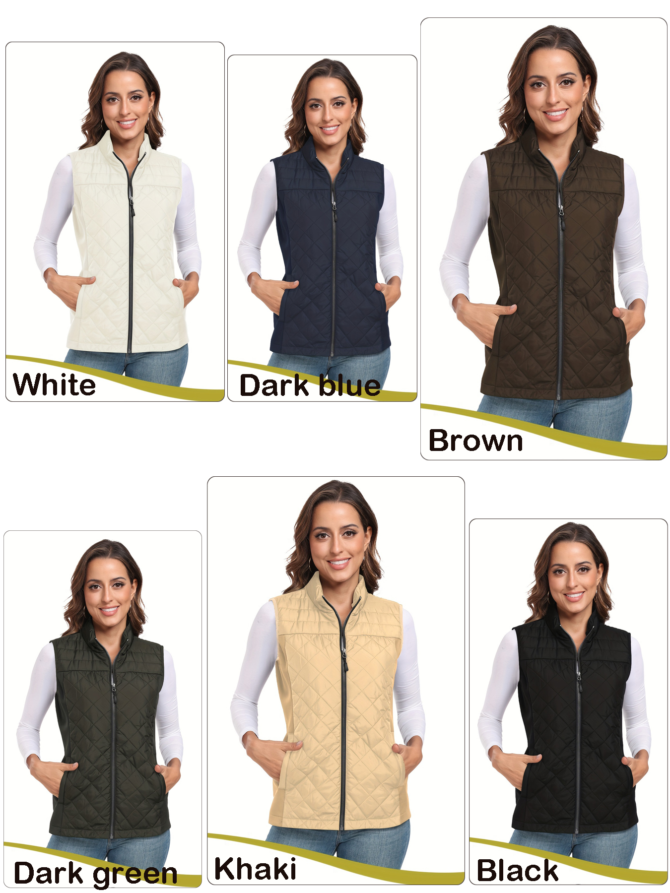 Débardeur sans manches matelassé pour femme, veste d'extérieur, col montant, fermeture éclair, gilets légers, tenues de printemps, d'automne et d'hiver