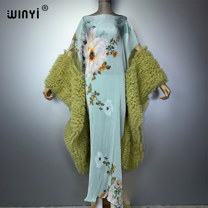 Robe plissée élastique slim WINYI Afrique, paréo de plage pour les vacances, kaftan abaya, robe de soirée de luxe de Dubaï pour femmes musulmanes