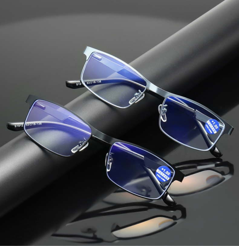 Lunettes de lecture à la mode pour hommes, monture de lunettes de Prescription bloquant la lumière bleue de haute qualité avec charnière à ressort + 100 + 125 + 175