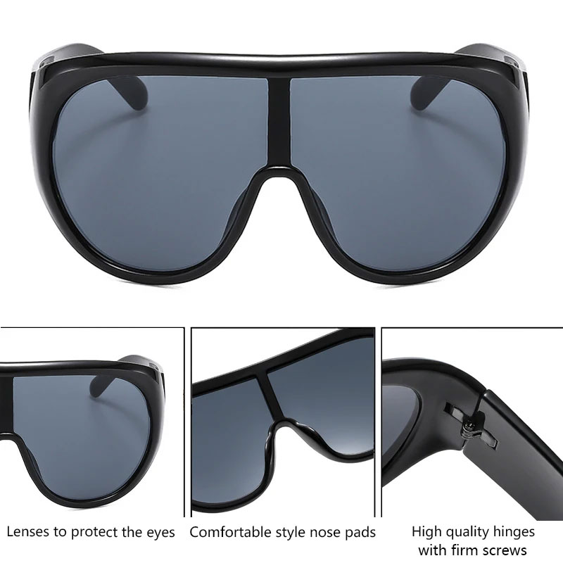 Lunettes de soleil surdimensionnées populaires pour femmes, mode luxe, monture large, verres dégradés, style rétro classique, lunettes de soleil épaisses pour homme.