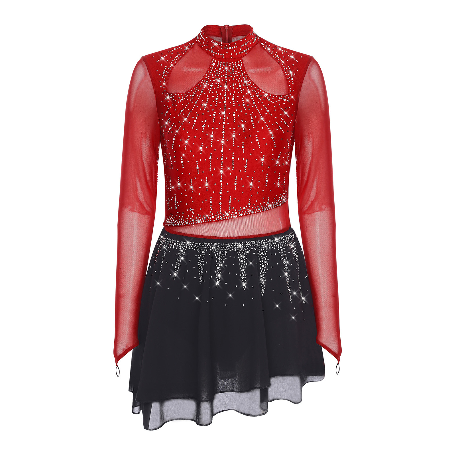 Robe de danse lyrique pour femmes, jupe en mousseline de soie à manches longues, justaucorps, patinage artistique, gymnastique, Costume de spectacle de danse de Ballet