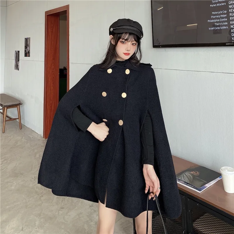 Automne hiver grande taille femmes Manteau laine tissu Cape pardessus ample Femme haute qualité 2025 Manteau Femme Hiver surdimensionné