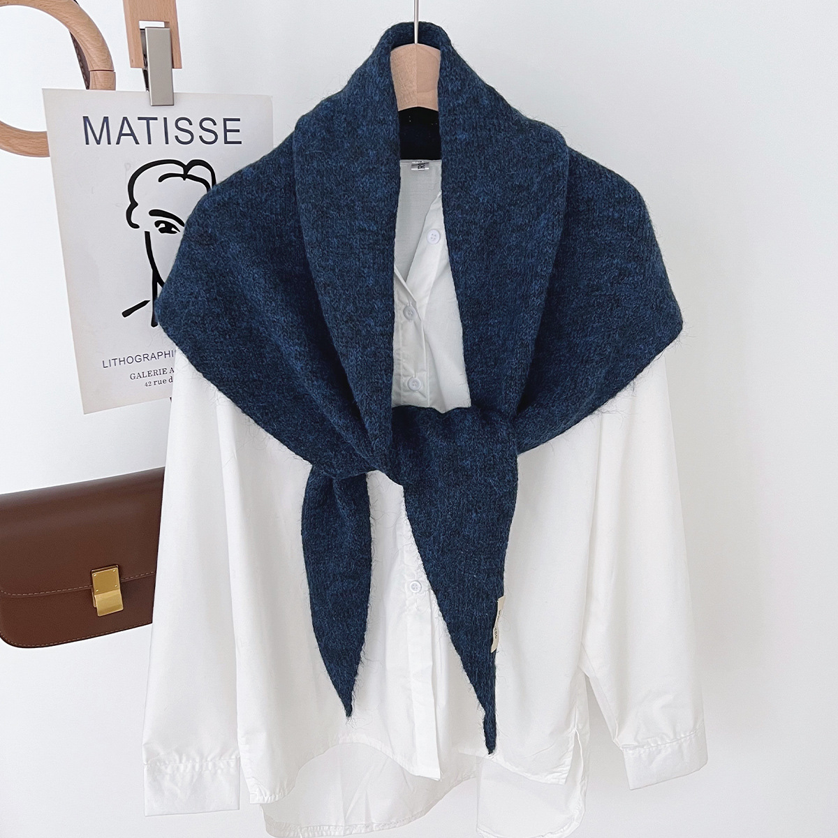 Laine hiver écharpe pour femmes chaud triangle tricot foulards Hijab solide dame châle enveloppement femme Pashmina Bandana foulards nouveau