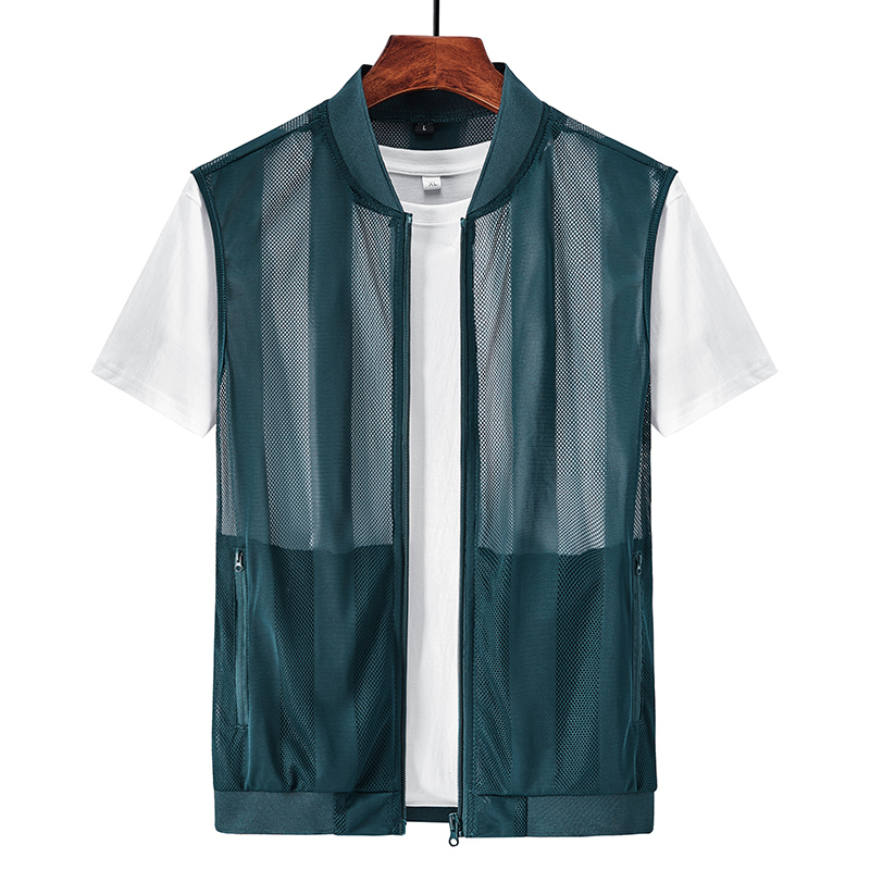 Gilet en maille creuse pour hommes, manteau de sport de plein air respirant, design de haute qualité, émail de loisirs, été