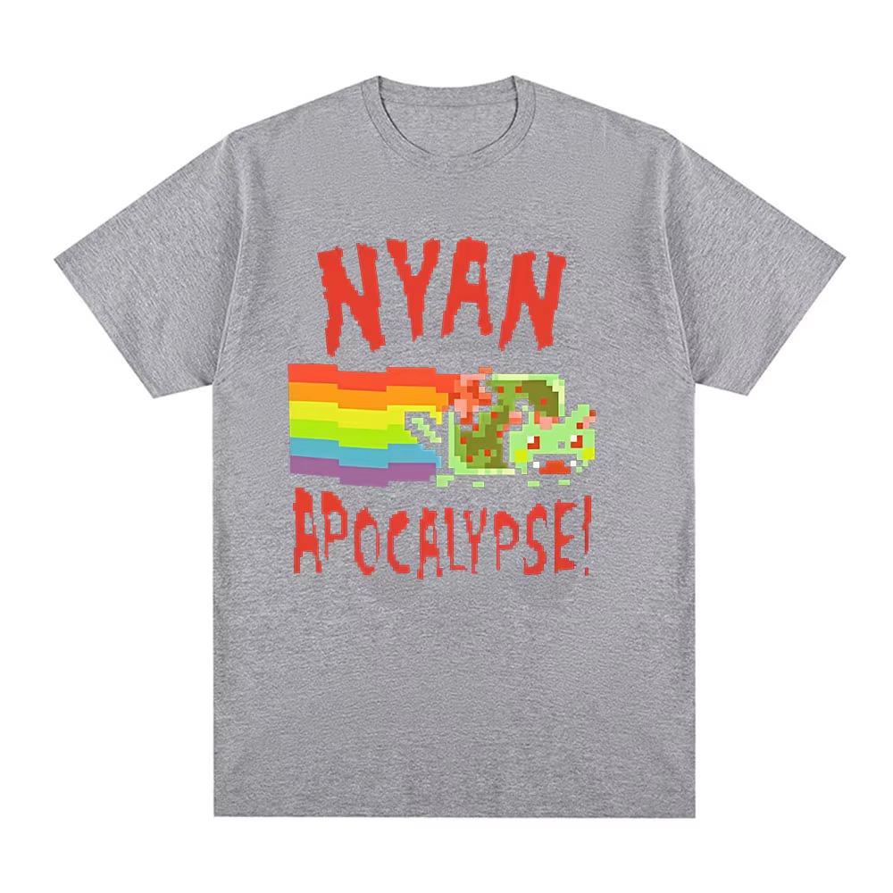 T-shirt Nyan Rainbow Cat Funny Meme pour hommes et femmes, vêtements décontractés à la mode, Kawaii Harajuku, T-shirts à manches courtes, Streetwear