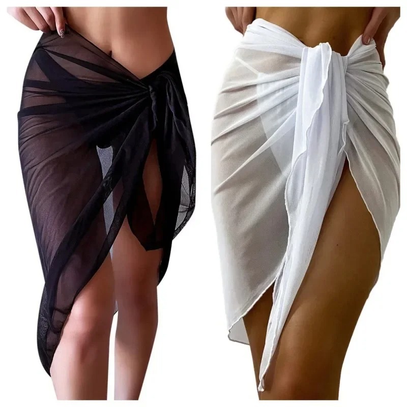 Robe de plage d'été enveloppante pure enveloppement noeud taille maillot de bain couvrir jupe Bikini enveloppes écharpe maillots de bain couverture Ups femmes Bikini châles