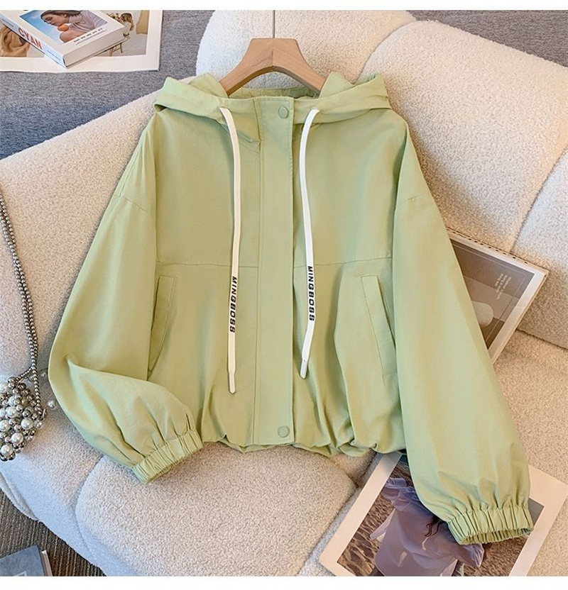 Veste femme mode coupe-vent à capuche nouveau printemps automne femme décontracté manteau court vêtements d'extérieur rose vert blanc vêtements de dessus pour femmes