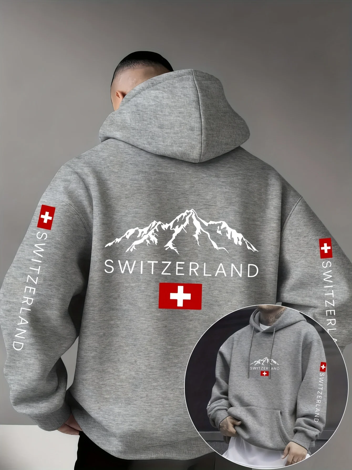 Sweat-shirt à capuche unisexe avec imprimé montagne Suisse, sport, extérieur, décontracté, streetwear, hip-hop, équipe de course, automne-hiver
