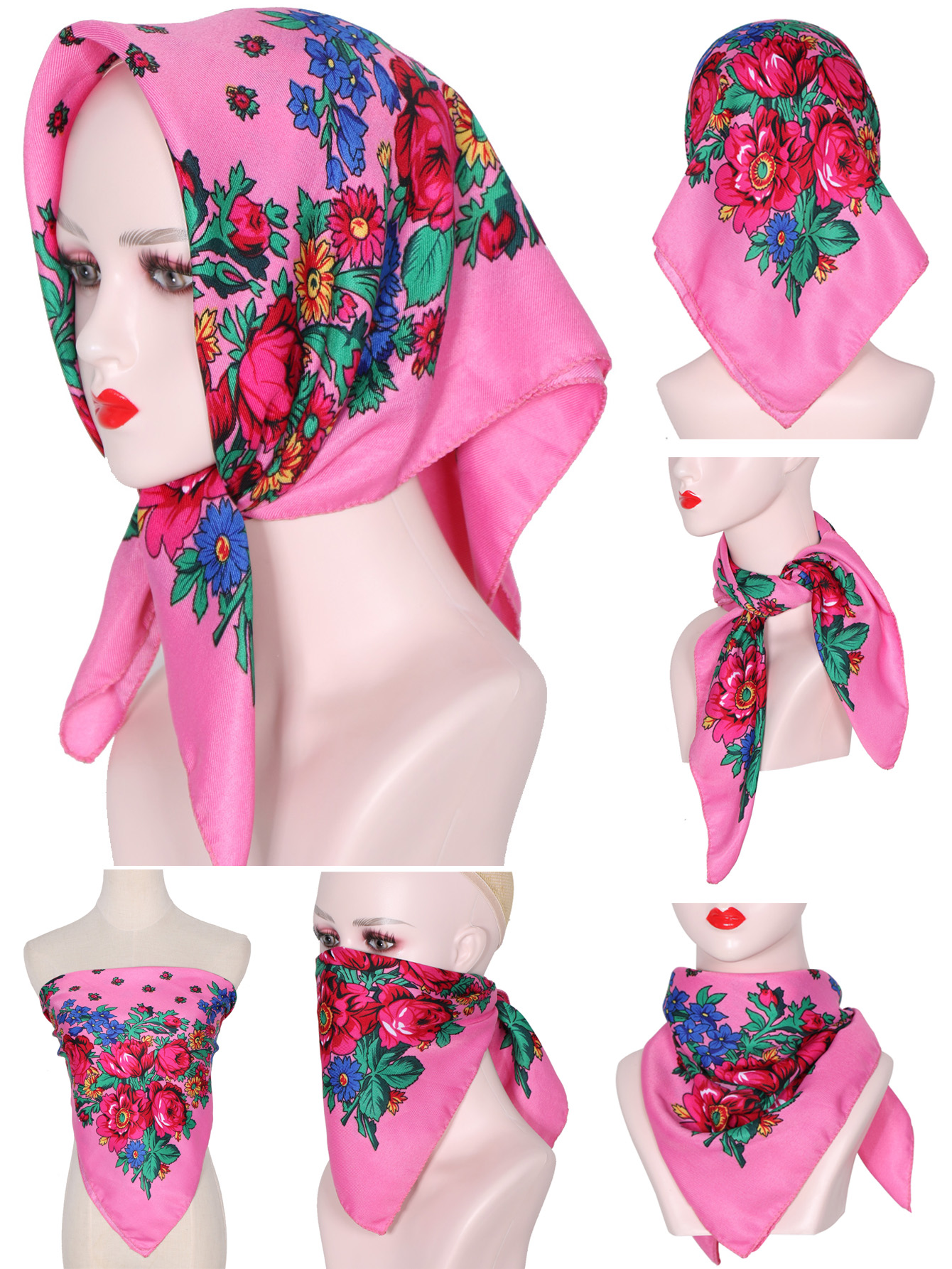 70*70 cm Hijabs pour femme luxe carré rétro imprimé fleuri Foulard tête enveloppement Babushka Foulard Bufandas Invierno Mujer Foulard