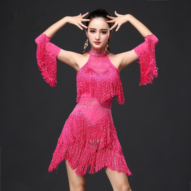Robe de danse latine bleue rouge pour femmes/filles/dames, nouvelles robes Sexy à franges pour Salsa/salon de bal/Tango/Cha Cha/Rumba/Samba/robes latines pour la danse