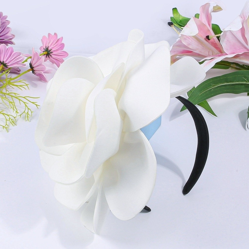 Nouveaux serre-têtes unis avec grande fleur, élégants accessoires pour cheveux pour femmes