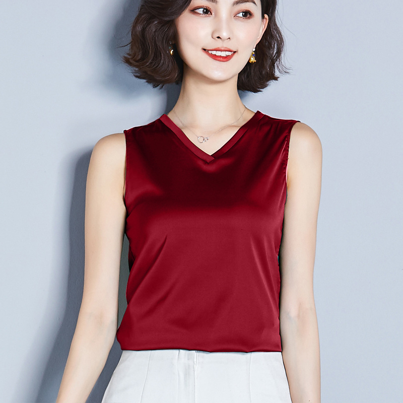 Nouvelle Blouse Sans Manches en Soie Imitée pour Femme, Haut Sexy à Col Halter