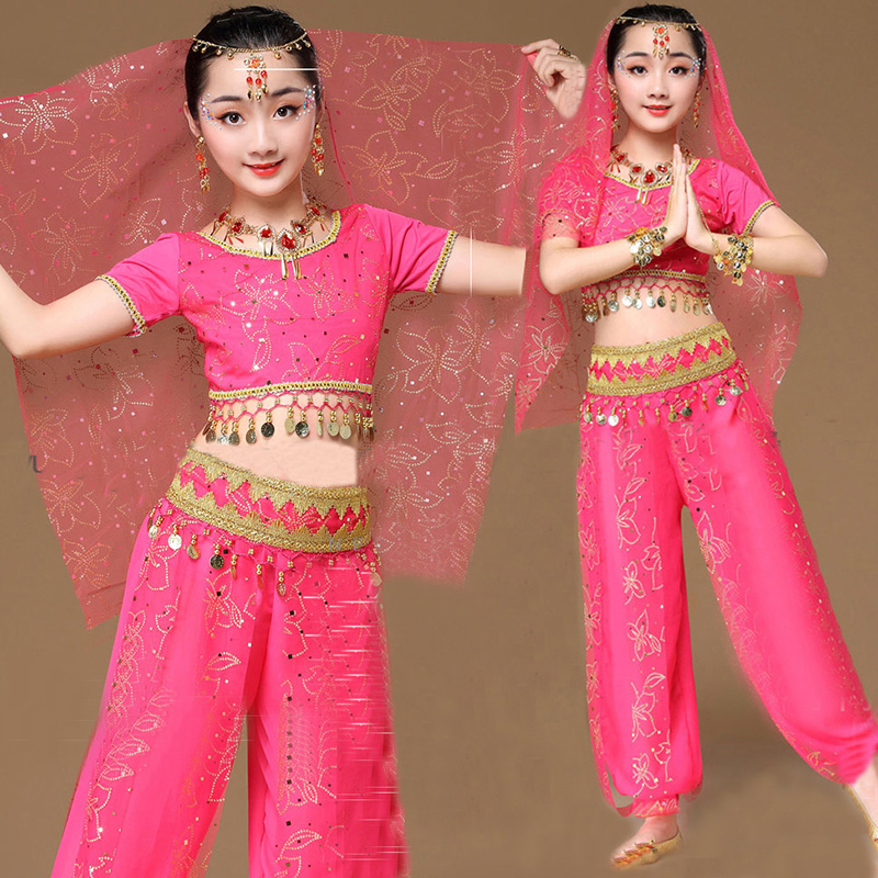 Costumes de danse orientale filles egypte enfant Costumes de danse du ventre ensemble égyptien Bollywood indien vêtements de danse du ventre inde 3 couleurs