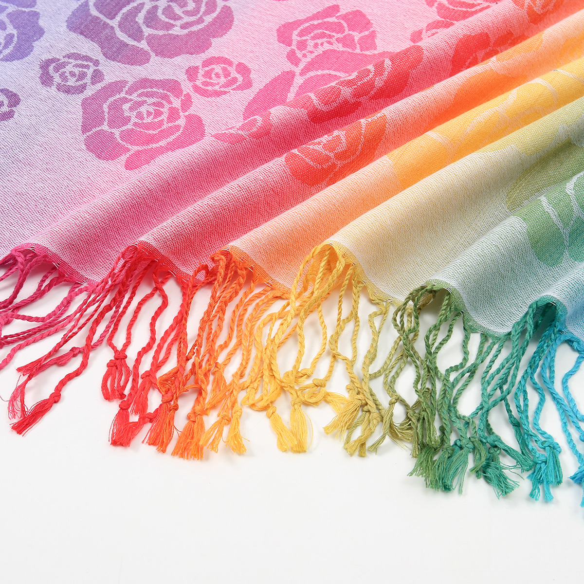 Nouveau Rose broderie Hijab écharpe pour femmes musulmanes cravate-teinture couleur Long châle avec des glands Islam chapeaux Mujer foulard silencieux