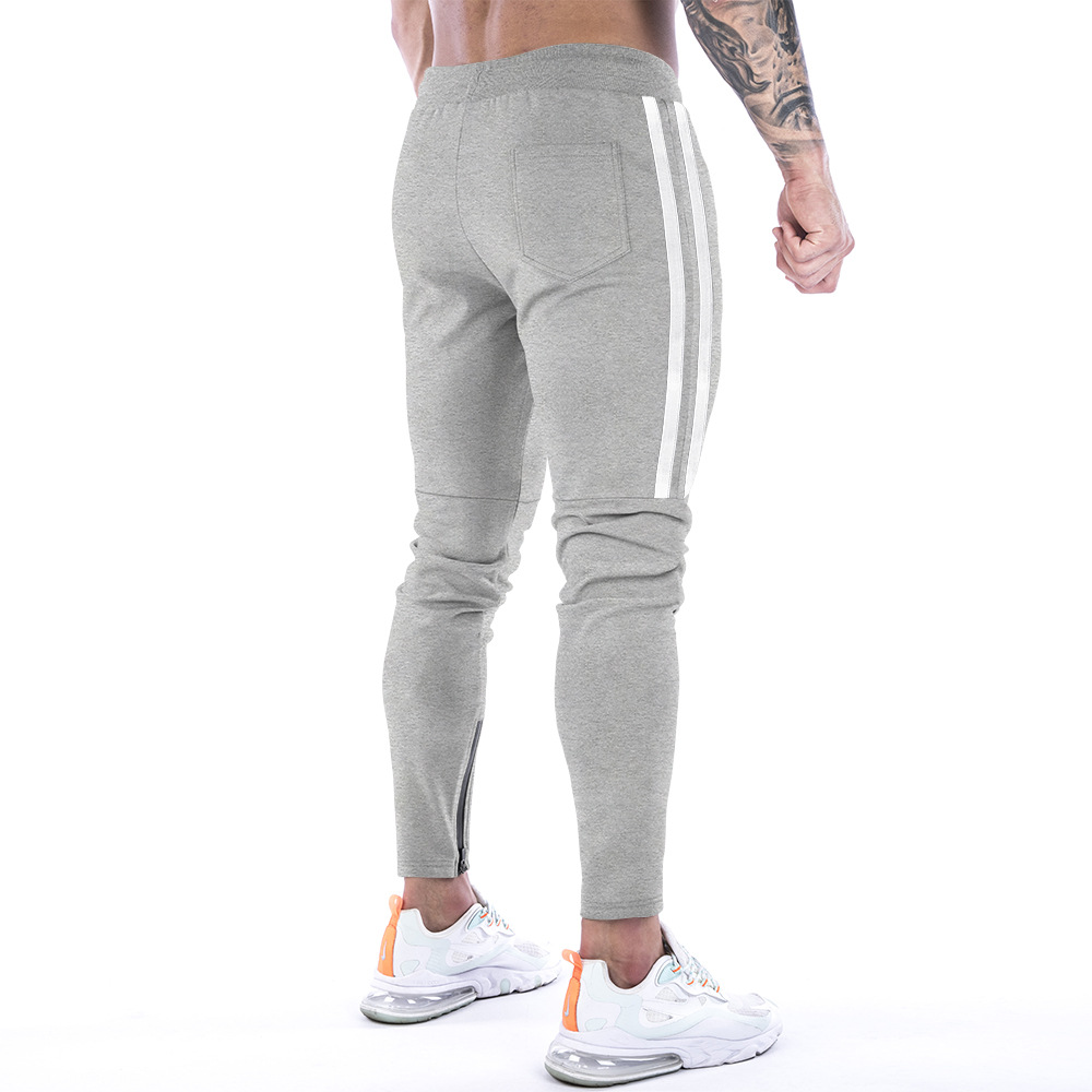 Pantalon de jogging slim en coton pour homme, survêtement de course, de fitness, de musculation, de sport, avec poche zippée