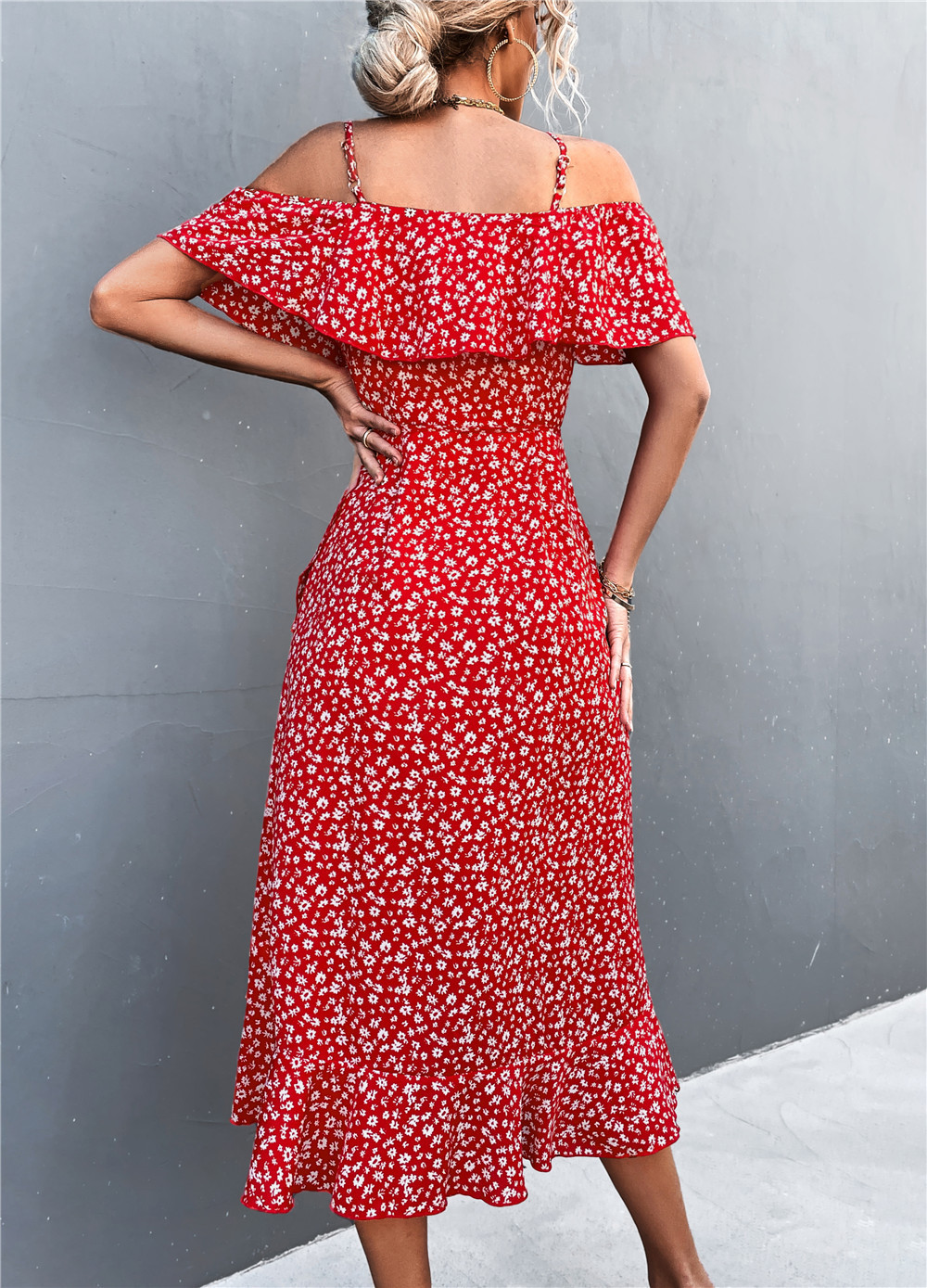 Nouvelle Robe Longue Irrégulière à Bretelles Florales Asymétriques pour Femme, Collection Printemps-Été, Effet Amincissant