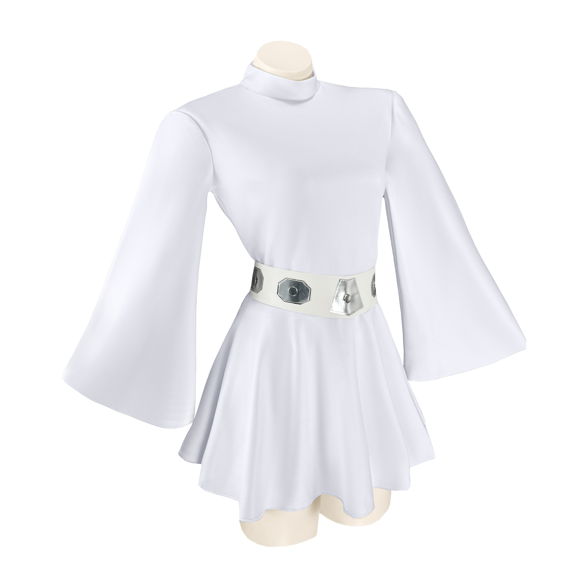 Costume de cosplay Princesse Leia, robe de bal blanche, robe courte avec ceinture, ensemble complet, costume de princesse de carnaval