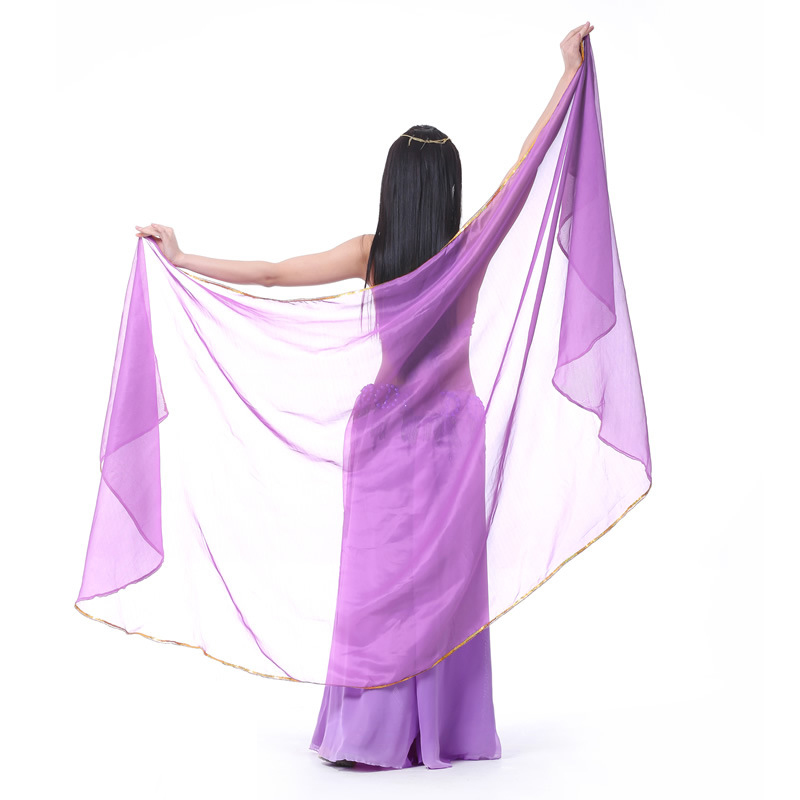 Accessoires de danse du ventre pour femmes, voile en mousseline de soie, châle léger, voile en soie, demi-cercle, Costume lancé à la main, Costume de spectacle de danse
