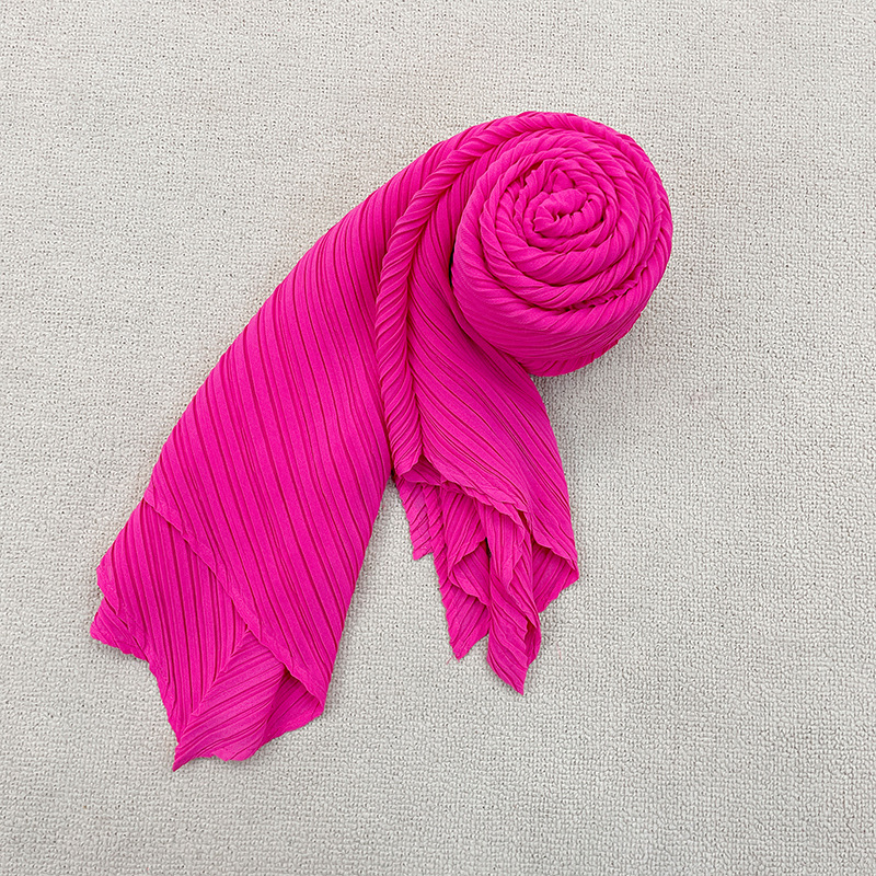 Écharpe hijab plissée Miyake pour femme, châle fin et élégant, protection solaire, foulard luxueux