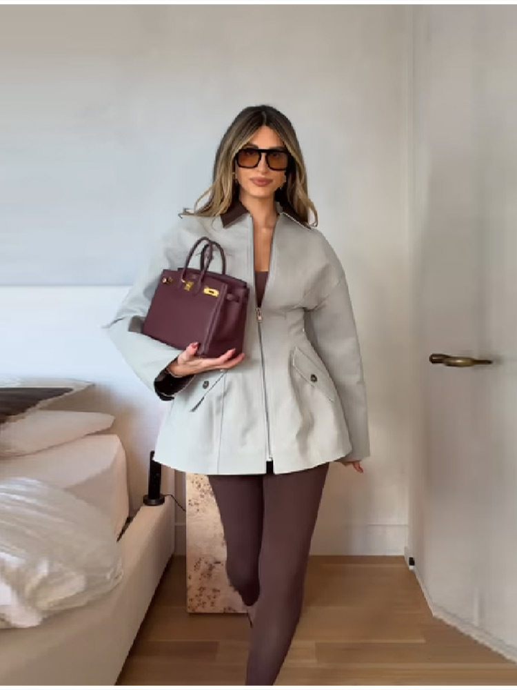 Veste polyvalente à revers pour femmes, manches longues, fermeture éclair élégante, coupe cintrée, Chic, manteau d'extérieur, Unique, vêtements de rue décontractés