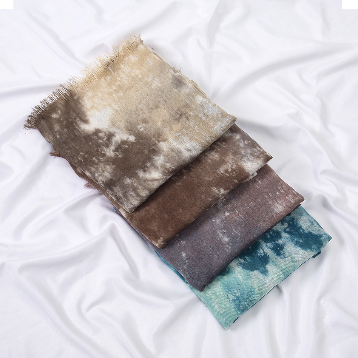 Foulard Hijab en Modal et Coton Rayonne pour Femme, Motif Crêpé Aquarelle, Châle, Voile, Couvre-chef, Écharpe Islamique pour Ramadan 180*70cm