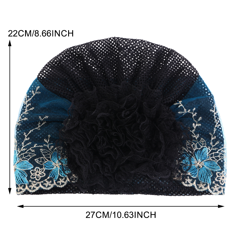 Nouveau femmes élégant broderie dentelle florale Turban casquette couvre-chef foulard chapeau musulman islamique chapeaux Bonnet intérieur Hijabs