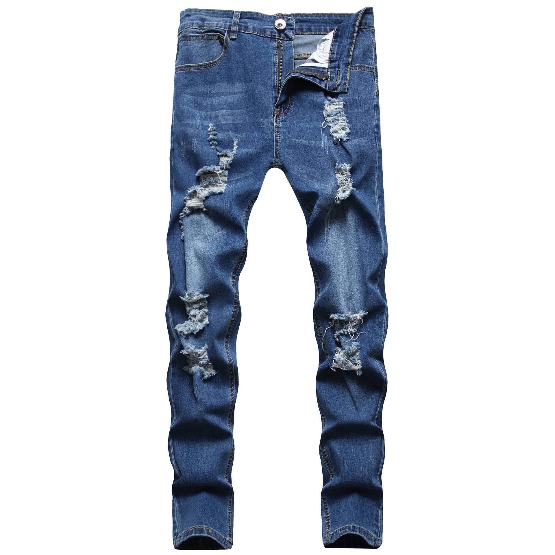 Nouveau Jean Homme Printemps-Été 2026 – Coupe Slim Déchirée Polyvalente Tendance