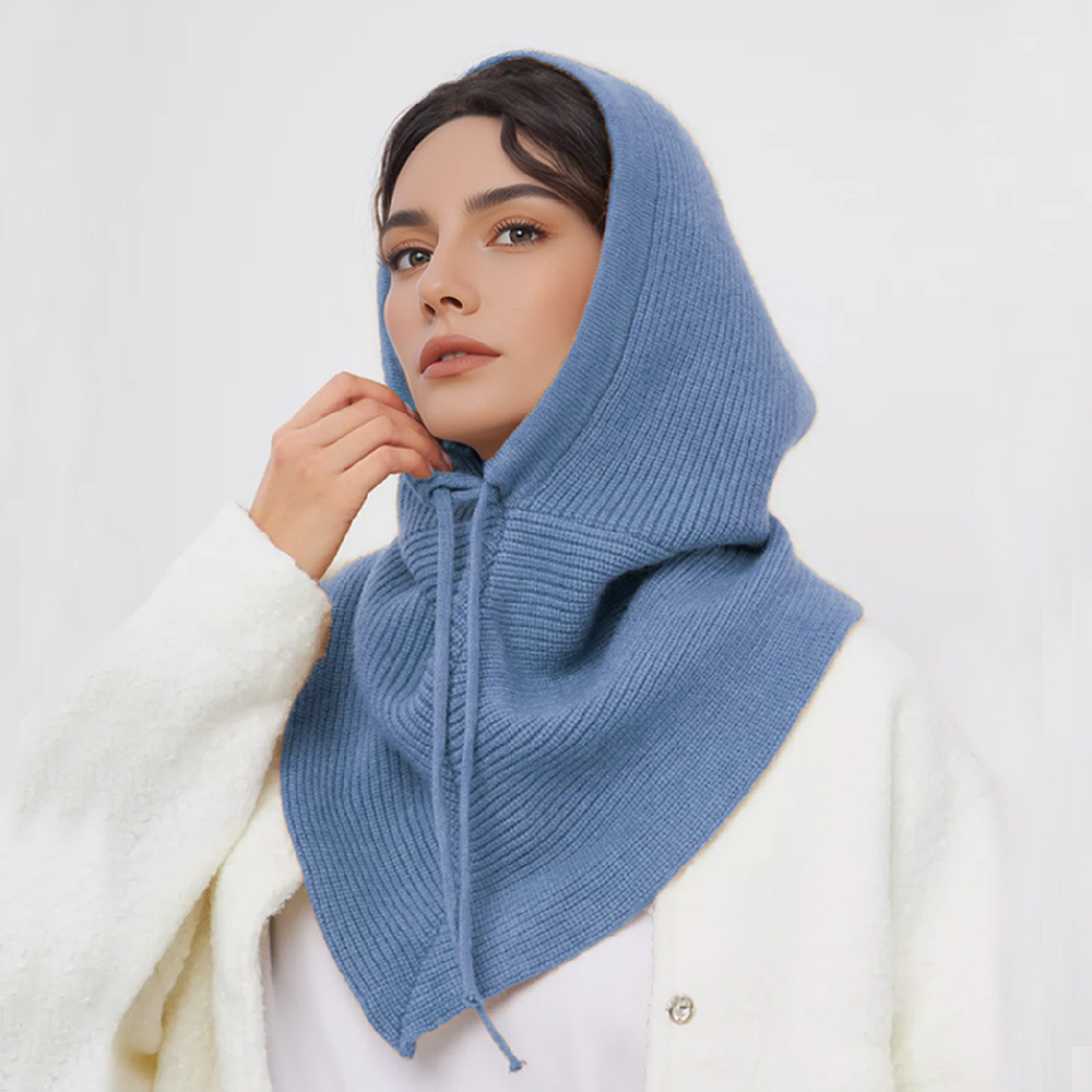 Cagoule d'hiver pour femmes, écharpe tricotée à capuche, casquette chaude d'extérieur, une pièce, col de cou, chapeaux pour filles
