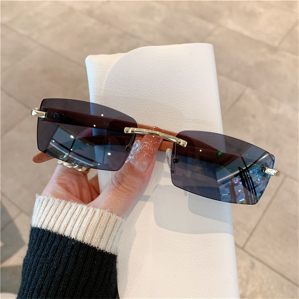 Lunettes de soleil rectangulaires sans bords, à la mode, populaires pour femmes et hommes, carrées, nuances d'été, lunettes de voyage UV400