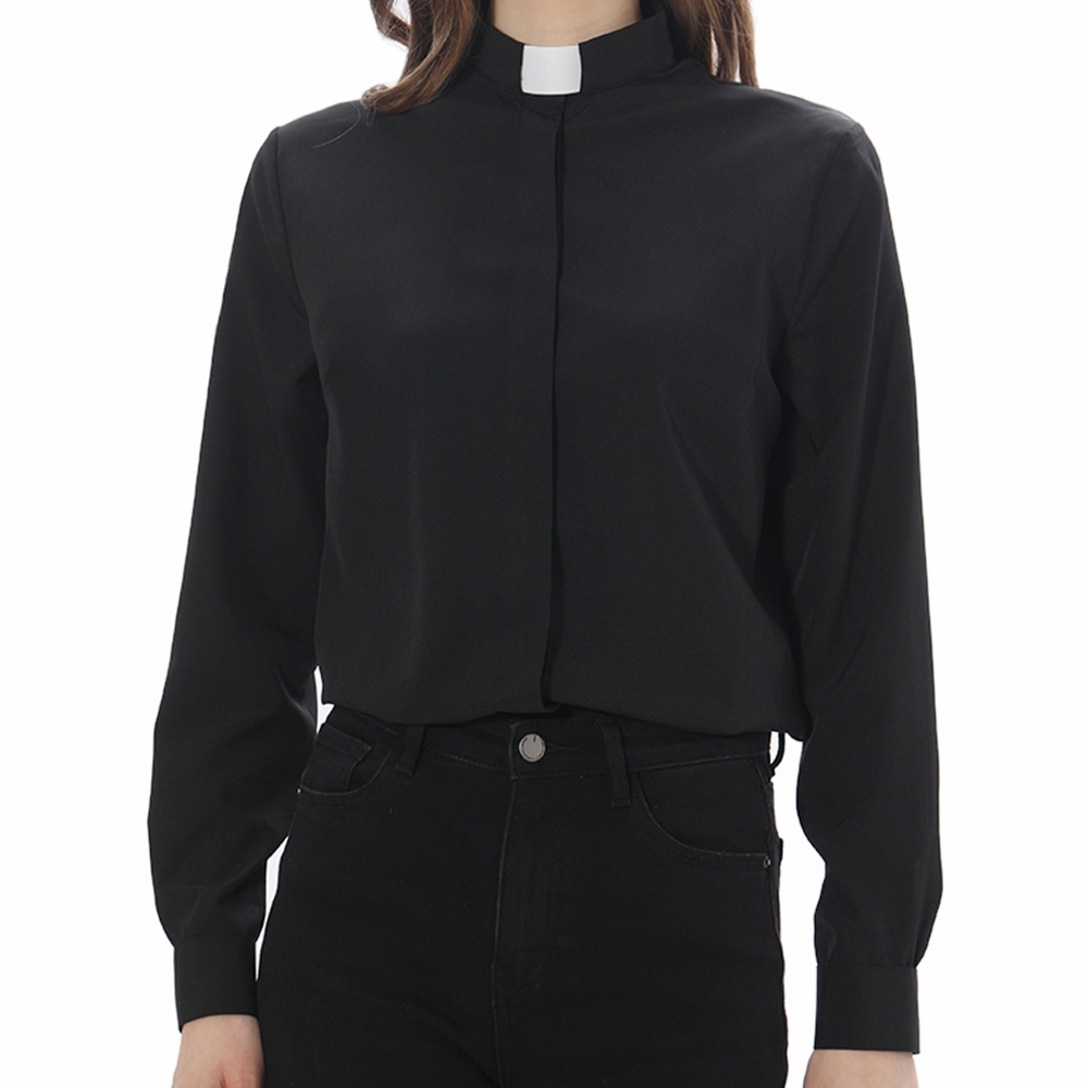 Uniforme de chemise de prêtre pour femmes, col à languette de clergé, chemisier de pasteur d'église catholique, Costume