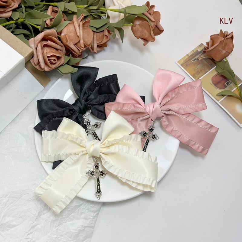 Goth – pince à cheveux avec nœud en épingle à cheveux à grands nœuds doux, accessoires coiffure pour femmes,