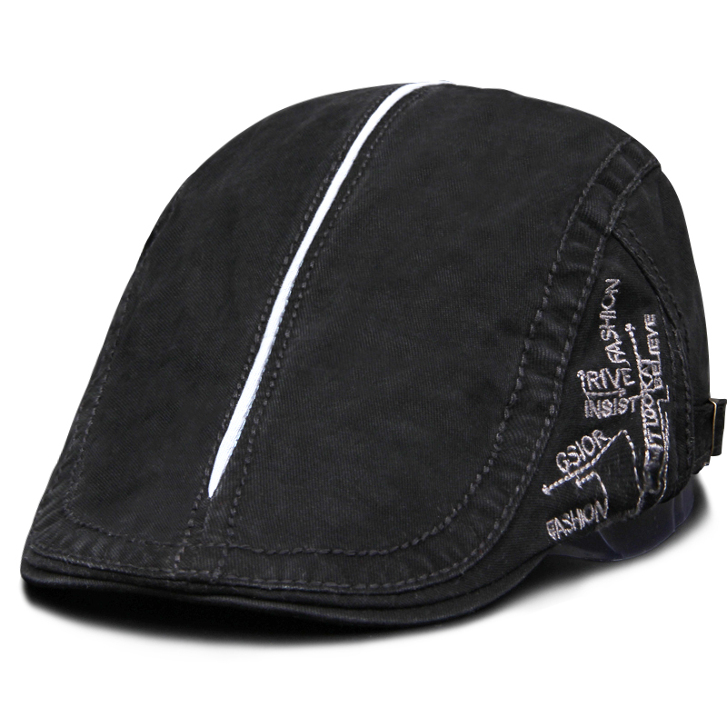 Hommes béret mode coton lettre flanc broderie casquette décontracté capote rétro littéraire avant casquettes pilote chapeau visière bérets