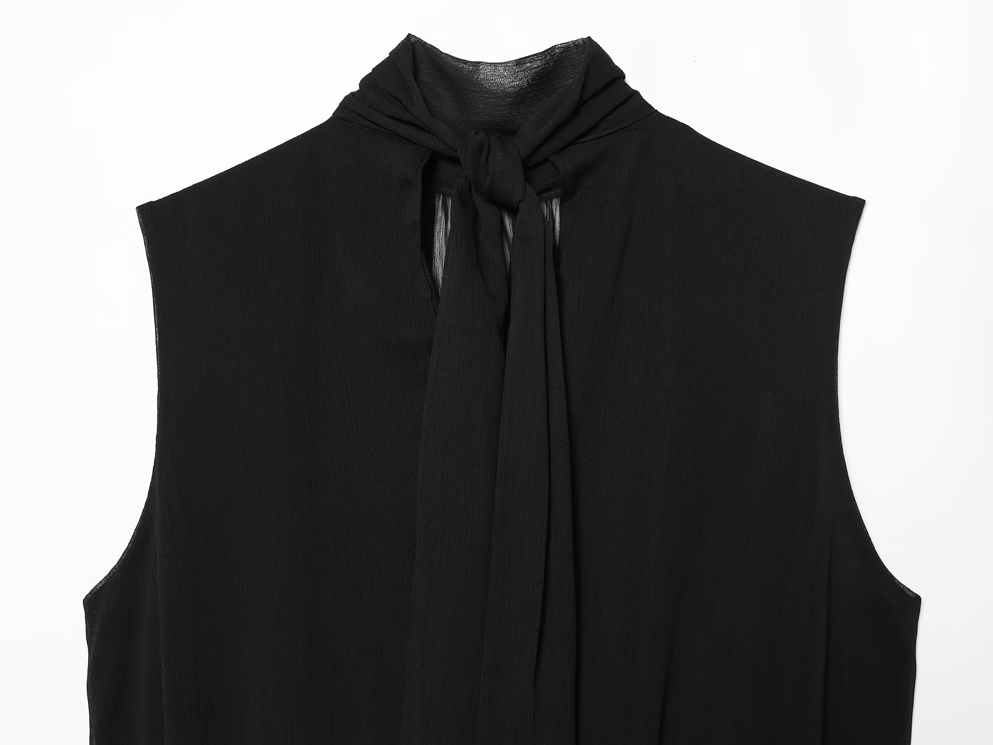 Hauts drapés noirs pour femmes, style ballon, col roulé sans manches, chic et tendance, pour l'été