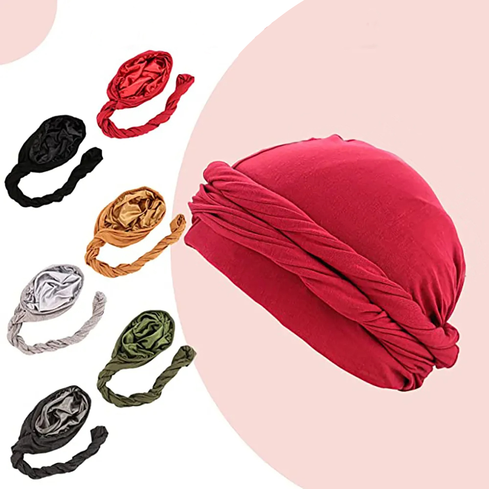 Turban de sauna doublé en satin unisexe, écharpe de chimio confortable, hijab musulman, livraison directe