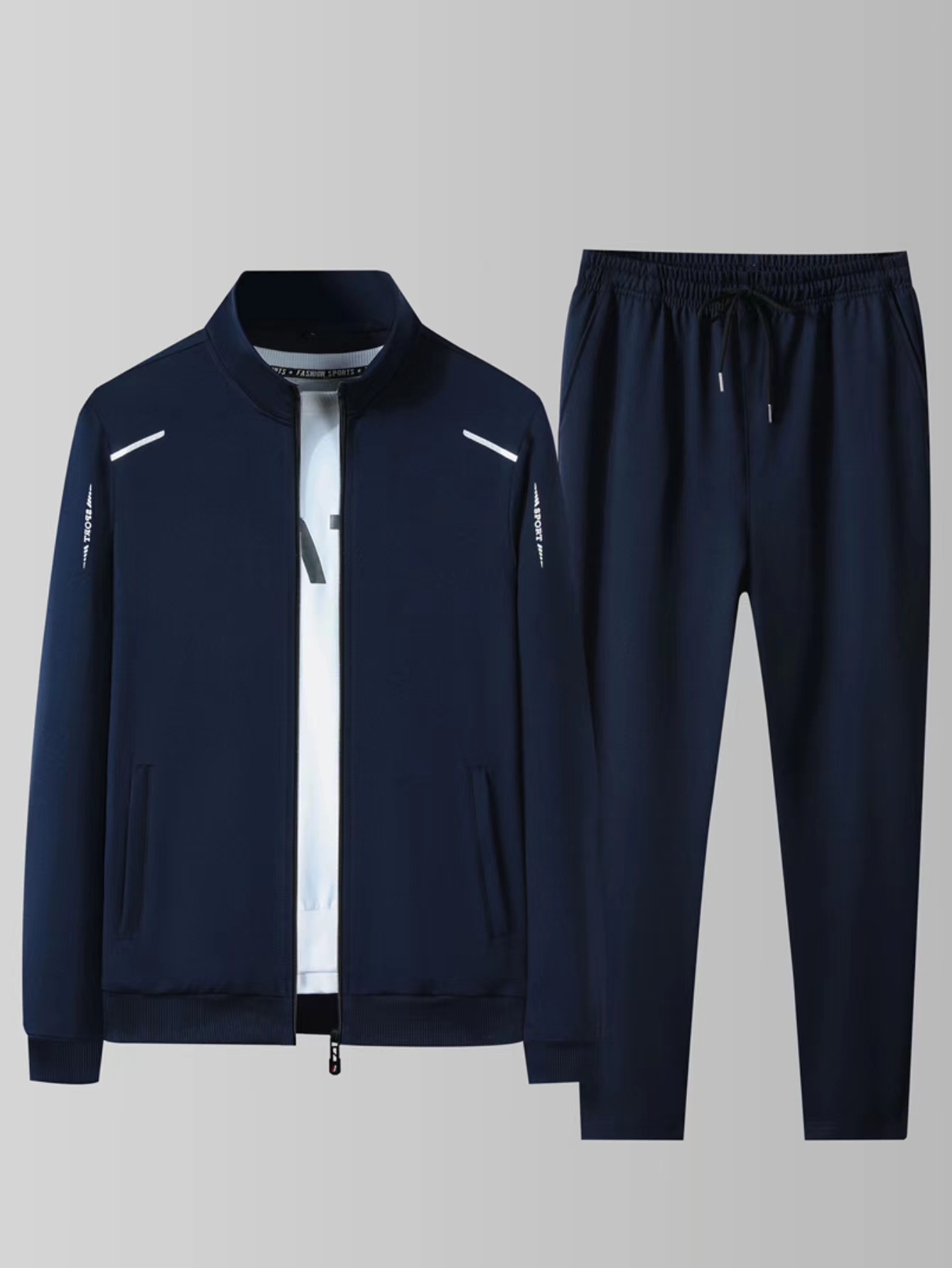 Ensemble de vêtements de sport décontractés pour hommes, veste ouverte à col montant printemps-automne, pantalon à taille élastique, ensemble deux pièces, tendance