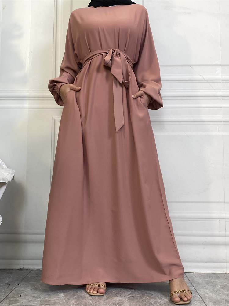 Selle chaude Style Simple robes marocaines caftan turquie couleur unie Golfe Abayas islamique femmes Robe longue musulmane saoudienne Robe Ramadan