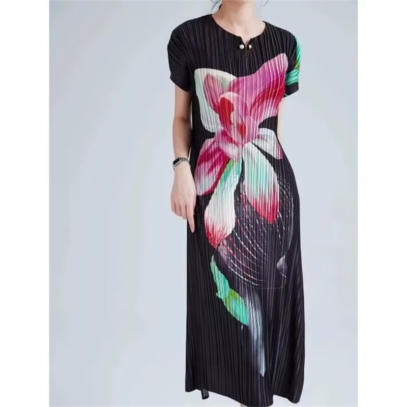 Robe plissée imprimée vent National pour femmes, Cheongsam amélioré à fleurs, Slim, ample, mode rajeunissante, mode été, nouvelle collection