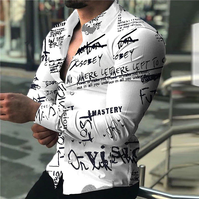 Chemise pour hommes mode décontractée blanc noir sport décontracté lettres anglaises doux confortable revers printemps été 2023 nouvelle offre spéciale XL