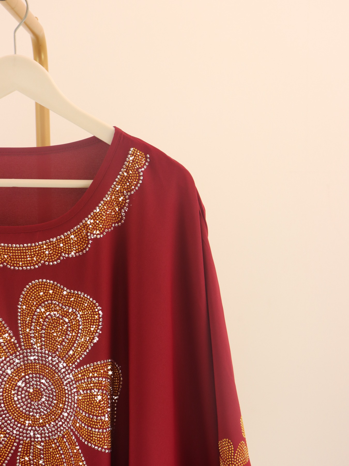 Abaya grande taille pour femmes, robe traditionnelle du Moyen-Orient avec écharpe, vêtements islamiques imprimés avec des strass et des paillettes, grande taille