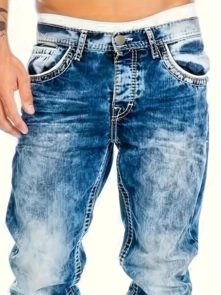 Jean européen et américain pour hommes, pantalon élastique Slim, à la mode, Vintage, lavage, Denim, Streetwear, nouvelle collection automne
