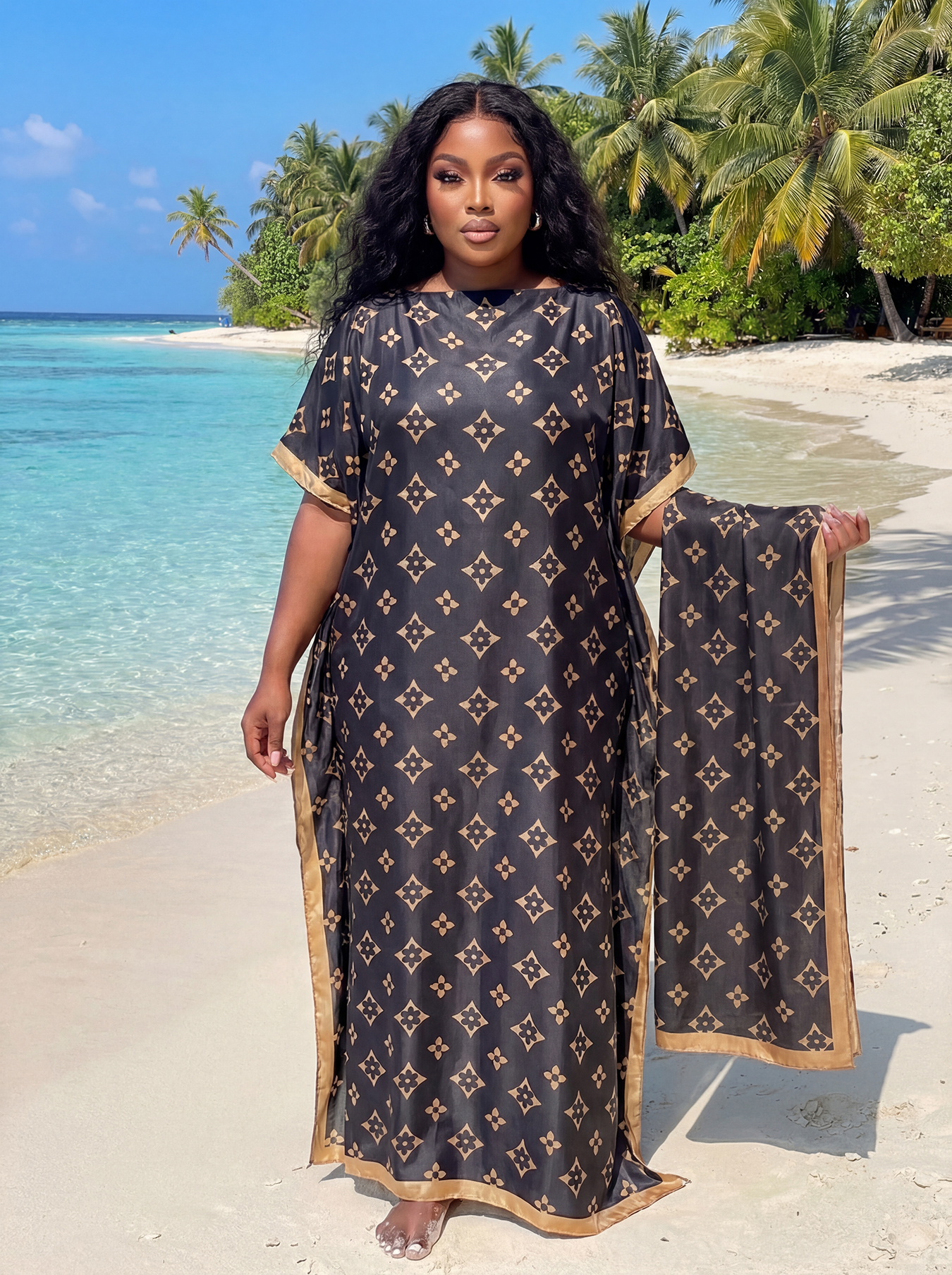 Robe de soirée musulmane pour femme, style européen et américain, Abaya Dubaï, maxi, design africain, ample, imprimée