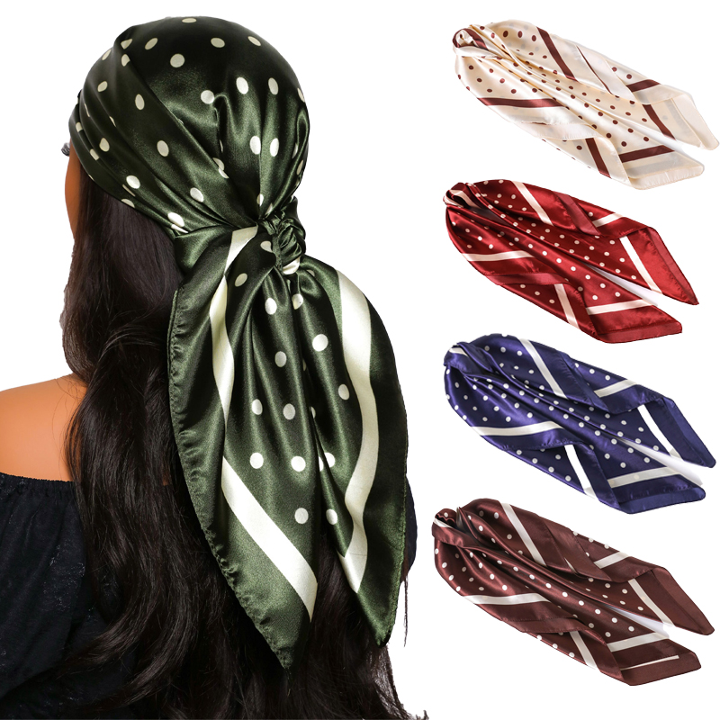 Foulard de tête de printemps pour femmes, Foulard carré en soie 90x90cm, Bandana en Satin, Foulard doux, Hijab, Foulards pour cheveux pour dames