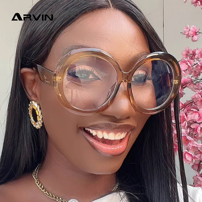 Montures de lunettes rondes surdimensionnées pour femmes, nouvelle mode de luxe de styliste pour dames, couleur bonbon, lunettes sans prescription