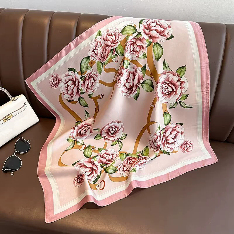 70cm cheveux impression été soie sentiment écharpe pour les femmes mode cou cravate sac à main Foulard poignet Foulard châle enveloppes Hajib