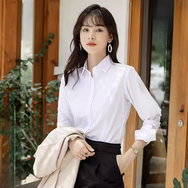 Chemise blanche professionnelle pour femmes, bureau, coupe cintrée, chemisier formel, pour les déplacements quotidiens, Simple, polyvalent, col carré, chemise de Base
