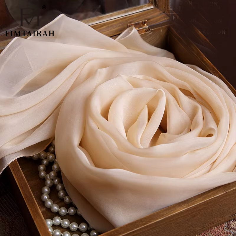 Injplanchers f-Foulard en soie beige pour femme, couleur chair, châle doux, élégant, printemps, automne, hiver, été, 100%